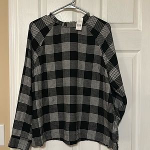 LOFT Size large flannel like shirt black and white